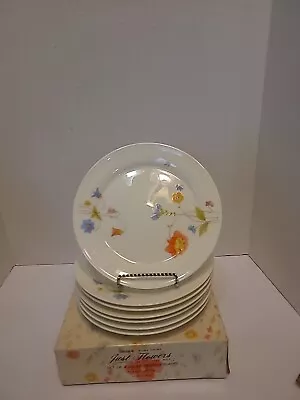 Set Of 7 Mikasa Bone China SALAD BRUNCH Plates  JUST FLOWERS Mint Condition • $35