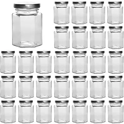 Hexagon Glass Jars 30 Pcs 4 Oz Glass Jars With Silver Lids Mason Jars For J... • $33.53
