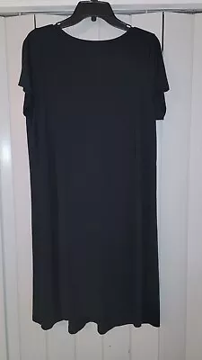 J Jill Top Womens Large Black Tunic Short Sleeve Casual Stretch Dress Wearever • $22.90