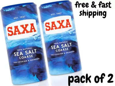 X 2 Saxa Coarse Sea Salt 350g 100% Pure Natural Salt Suitable For Vegetarians. • £4.40