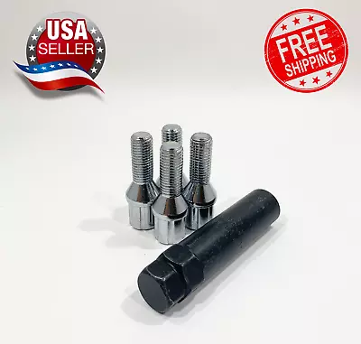 (4) 12x1.5 SPLINE LUG BOLTS CHROME WHEEL LOCKS 32MM SHANK MOST BMW MERCEDES VW • $13.99