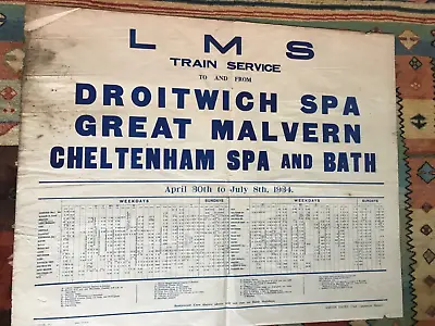 £23 • Buy Original London Midland & Scottish Railways Vintage LMS Timetables Poster 1934