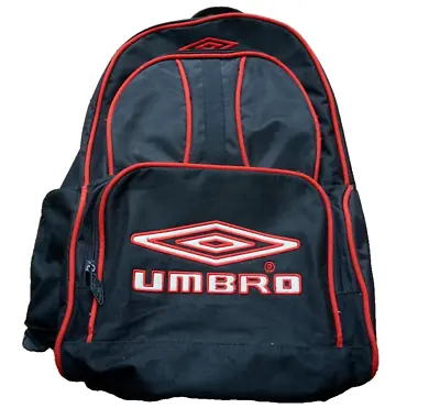 Umbro Black & Red Rucksack Backpack Vintage 58cm Logo • £19
