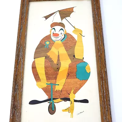 Vintage 1960s Mid-Century Framed Clown And Dog Print Joan Bryant 12X22 • $19.99