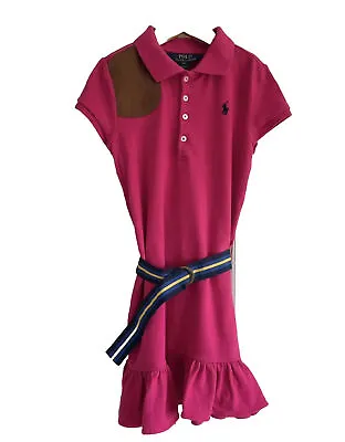 £9.90 • Buy Girls Polo Ralph Lauren Magenta Pink Button Sun Holiday Dress With Belt Age 6