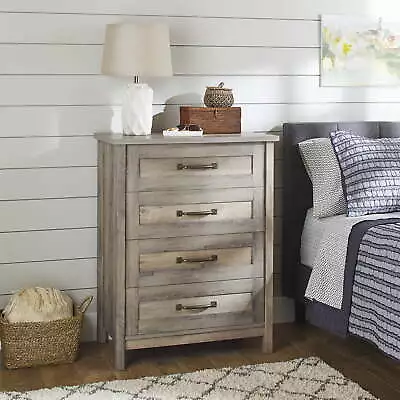  Modern Farmhouse 4-Drawer Chest Rustic Gray Finish • $197.10