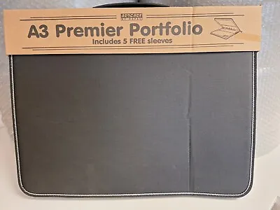 Mapac A3 Black Premier Portfolio Artcare Includes 5 Sleeves With Shoulder Strap • £15.99