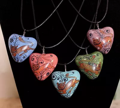 Naguales Shapeshifter Heart Necklace Burnished Pottery Tonala Mexican Folk Art • $14.40