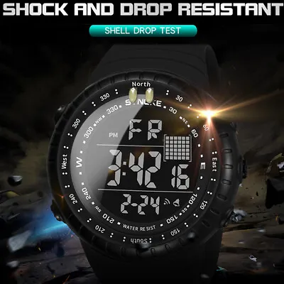 Waterproof Men's Sports Watch LED Backlight Digital Military Tactical Wristwatch • $10.94