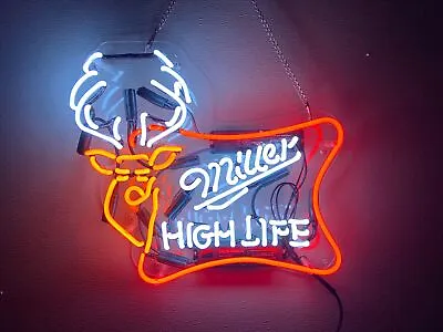 US STOCK 17 X14  Miller High Life Deer Acrylic Neon Sign Bar Light Lamp Deocor • $124.98