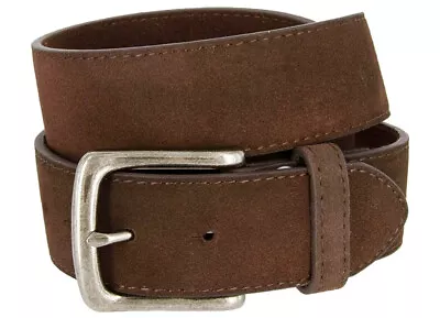 Antique Silver Buckle Suede Leather Casual Jean Belt 1-1/2 (38mm) Wide • $17.95