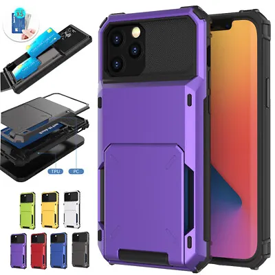 Shockproof Armor Card Holder Case For IPhone 15 14 13 12 11 Pro Max XR 8 7 Plus • $9.99