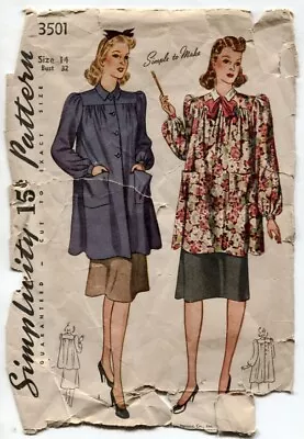 Vtg Simplicity Pattern 3501 Short Or Long Smock Top S14 B32  Complete • $8.75