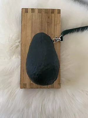 Chunky Avocado Zipper Coin Purse Rubber Textured Vegan Leather Strap RARE • $25