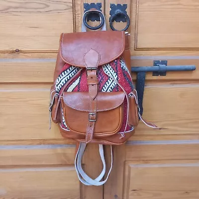 Leather Kilim Backpack For Men Kilim Backpack For Women Moroccan Unisex Kilim • $75