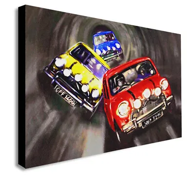 The Italian Job - Mini Cooper - Canvas Wall Art Framed Print - Various Sizes • £13.99