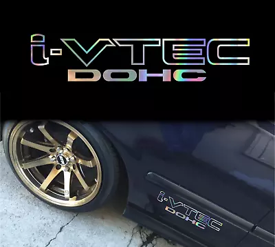 2X I-VTEC DOHC Replacement Vinyl Sticker - 12 - Holographic Chrome Fits To Honda • $17.99