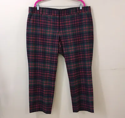 J.Crew Cafe Capri Red  Green Navy Tartan Wool Blend Plus 20 Lined Pockets • $35