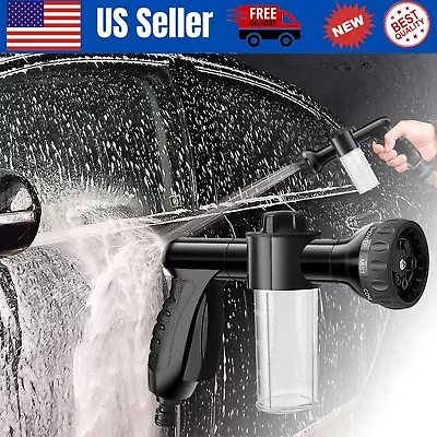 8 In1 Car Wash Brush Foam Gun Garden Hose Nozzle Foam Cannon Bottle Soap Sprayer • $10.95