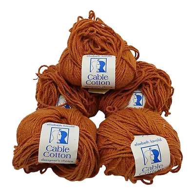 Elsebeth Lavold Cable Cotton Yarn 5 X 50g / 93yd Burnt Orange Brown # 10 Italy • $34.40