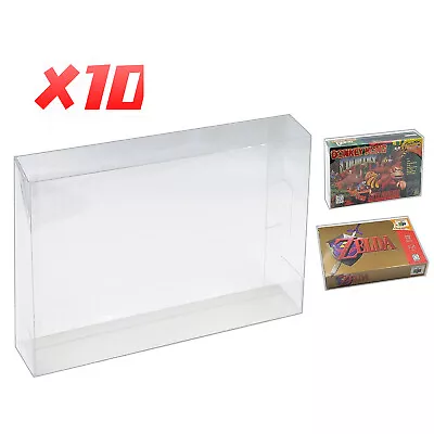 10x SUPER NINTENDO SNES CIB - CLEAR PLASTIC PROTECTIVE BOX PROTECTOR SLEEVE CASE • $15.69