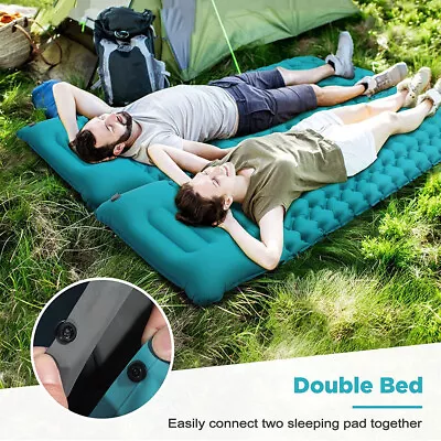 Camping Sleeping Pad Inflatable Sleeping Mat AU With Pillow Compact Air Mattress • $15.95