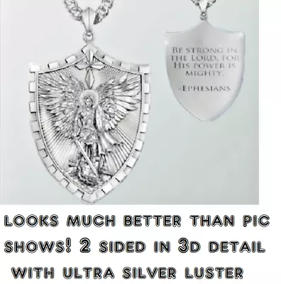 ST MICHAEL ANGEL Pendant On 925 Sterling Silver 22  Necklace Gold Medal Awarded • $21.99