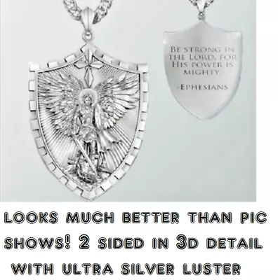 ST MICHAEL ANGEL Pendant On 925 Sterling Silver 24  Necklace Gold Medal Awarded • $21.99