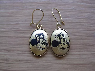Vintage Gold-Tone Disney Damascene Style Minnie Mouse Earrings • £27.99