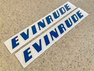 Evinrude Vintage Outboard Motor Decals 2-PK Blue 10  FREE SHIP + FREE Fish Decal • $8