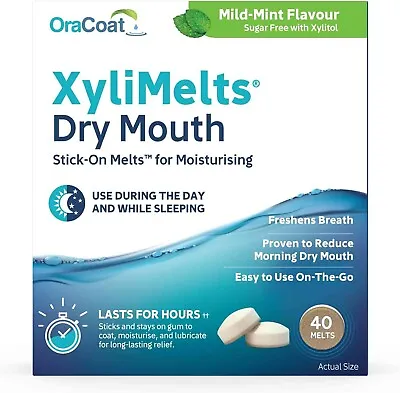 OraCoat XyliMelts Mild Mint For Dry Mouth 40-Count 7-40-UK • £13.45
