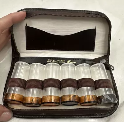 Vintage 6 Medicine Pills Sample Bottles/Travel Leather Case Box Kit AUSTRIA • $28.95