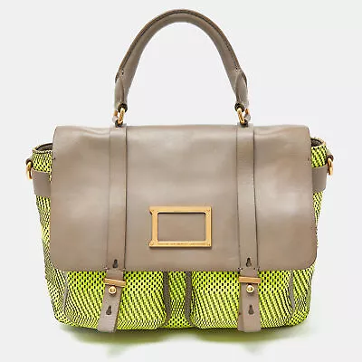 Marc By Marc Jacobs Neon Green/Grey Woven Patent And Leather Werdie Bag • $136.50