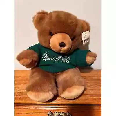 Marshall Fields 12  Stuffed Animal Bear With Green Sweater And Logo EUC NWT • $45