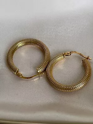 Vintage Italian 9ct Gold 375 Pierced Hoop Drop Earrings By Unoaerre • £49