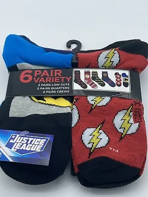 New Men's Justice League 6-Pack Variety Socks Size 6-12 Superman Batman Flash • $6.99