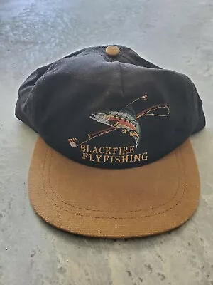 Vintage Black Fire Fly Fishing New Mexico USA Made Adjustable Hat Cap 403 • $34.99