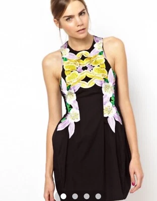 $139.45 • Buy Alice Mccall : Lvon Embriodered Floral Mini Black Dress Size: 8.10.12 -NEW-