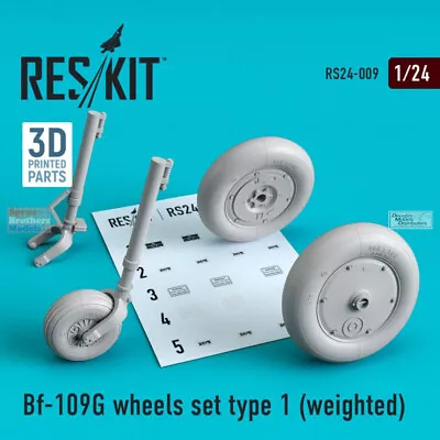 RESRS240009 1:24 ResKit Bf109G Type 1 Weighted Wheels Set • $23.14