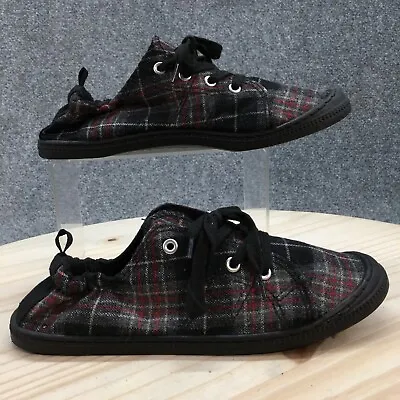 Maurices Shoes Womens 8 M Hanna Plaid Flannel Sneakers Comfort Black Red Fabric • $19.19