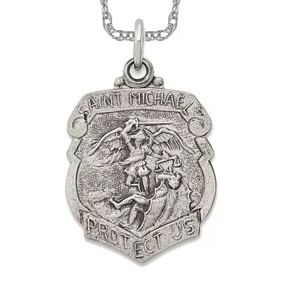 925 Sterling Silver Vintage Saint Michael Badge Medal Necklace Charm Pendant • $254