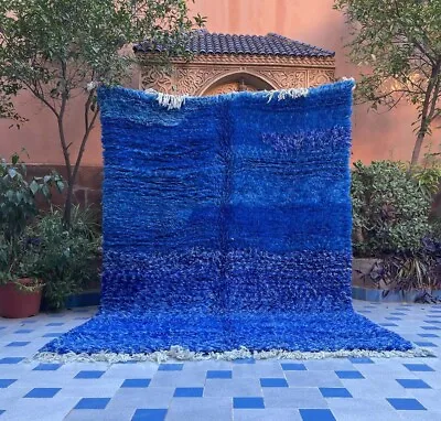 MADE TO ORDER - Moroccan Blue Beni Ourain Rug Handmade Berber Wool Boho Rug • $329