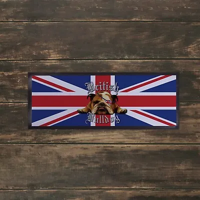 British Bulldog Union Jack Bar Towel Runner Pub Mat Beer Cocktail Party Gift • £15.99