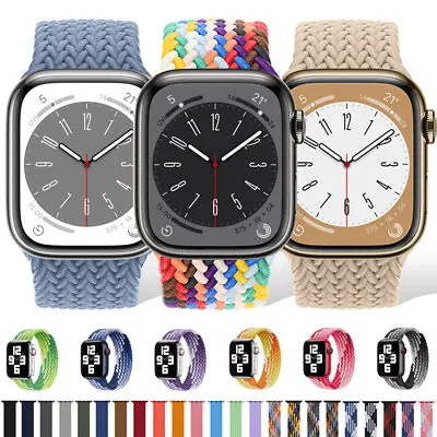 $11.79 • Buy For Apple Watch Braided Solo Loop Band 40/44/41/45mm IWatch Series 8 7 6 5 4 SE