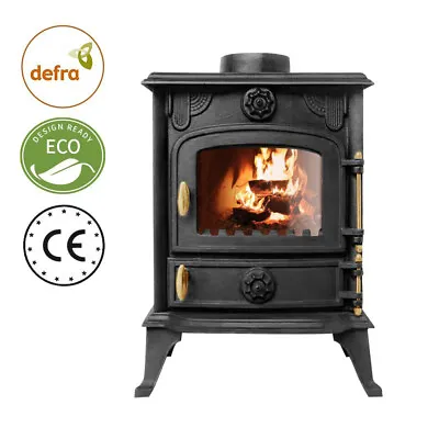 Multifuel Stove 5KW Wood Burning Fireplace Cast Iron Eco Design Defra Approved • £319.99