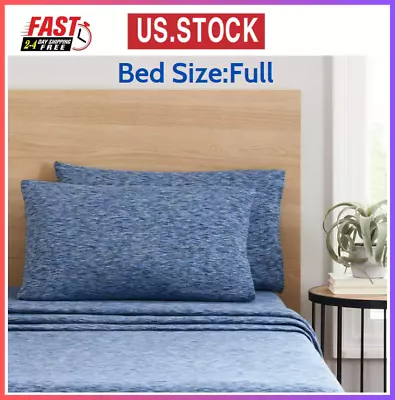 Mainstays Extra Soft Jersey Bed Sheet Set Full Blue Crackle 4 Pieces - NEW • $25.35