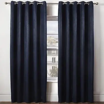 Ambiance Eyelet Curtains Thermal Blackout Embossed Texture Ringtop Curtain Pairs • £19