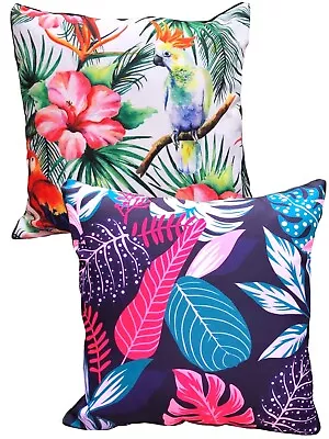 17  Stain Resistant Tropical Floral Scatter Square Garden Cushion Cover • £1.99