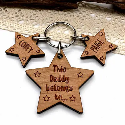 Fathers Day Gift Personalised This Daddy Belongs To Dad Birthday Gifts Keyring • £3.95