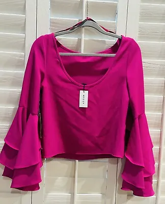 Milly Women's Purple Round Molly Top Long Sleeve Blouse Made In The Size 6 $275 • $113